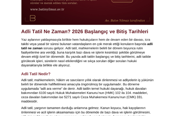 Adli Tatil Ne Zaman?