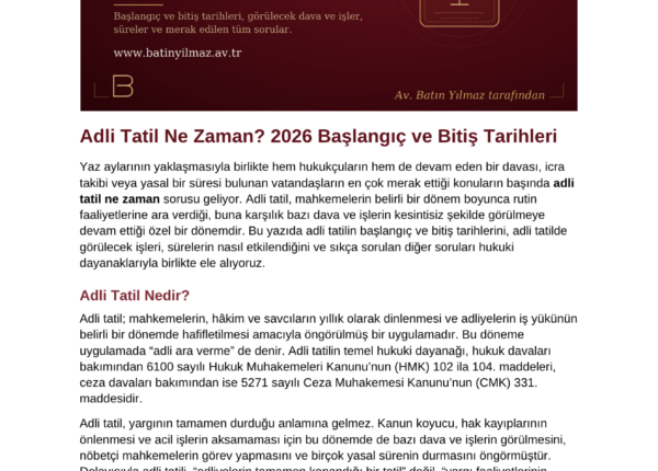 Adli Tatil Ne Zaman?